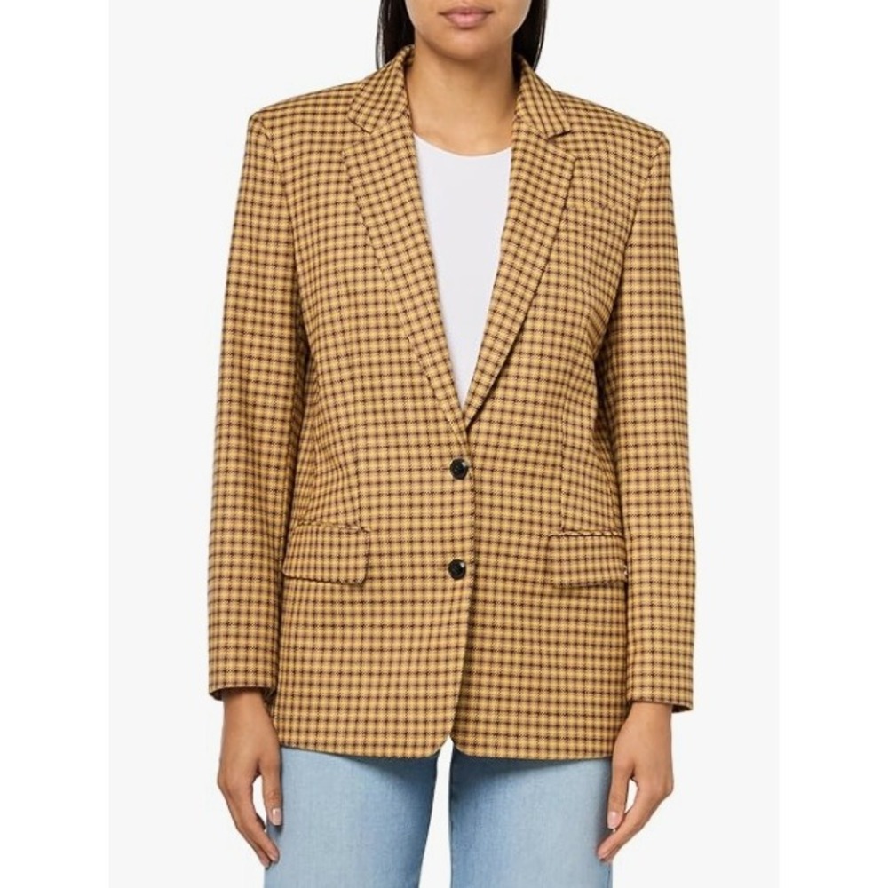 HUGO Anatali Check Blazer Jacket, Women's‎ 8, Academia Old Money Luxury Designer